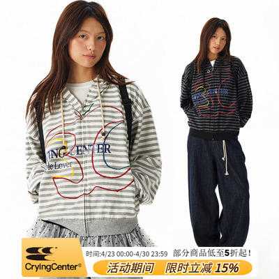 CryingCenter 3c苹果条纹拉链薄外套 男女款 哭喊中心