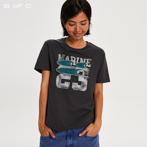 CryingCenter联名bofc 复古贴布刺绣logo洗水做旧号码TEE