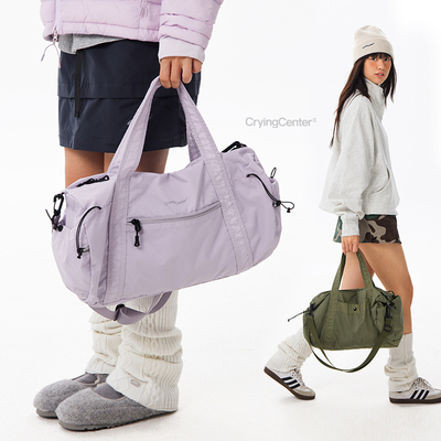 CryingCenter户外耐磨尼龙格纹运动斜挎包手提包可收纳中号