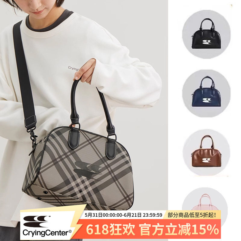 CryingCenter 未来复古系列 手提斜跨CCC大logo波士顿包 蓝黑