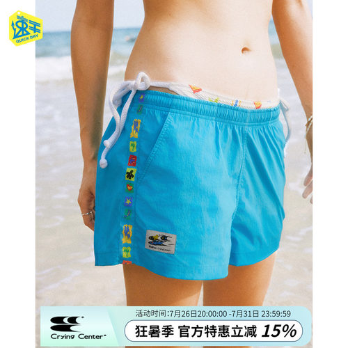 CryingCenterxhidive海底印花三分速干低腰沙滩短裤运动海边穿搭