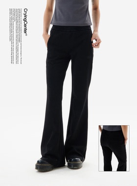 CryingCenter 黑色轻水洗瑜伽运动针织喇叭长裤长腿显高哭喊中心