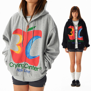 男女同款 短卫衣 哭喊中心 摇粒绒底3c苹果拉链女款 CryingCenter