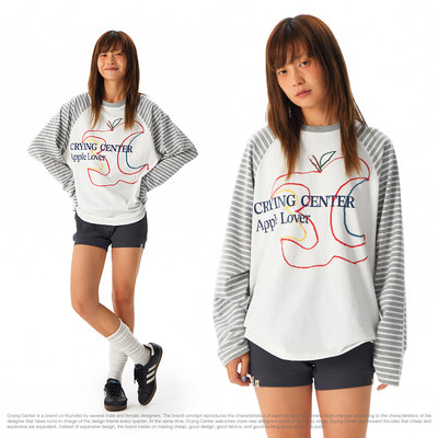 CryingCenter 3C苹果条纹插肩袖长tee 哭喊中心