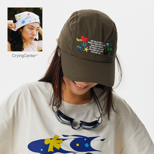 CryingCenter潜水海底世界刺绣弯檐帽户外运动 三角头巾 哭喊中心