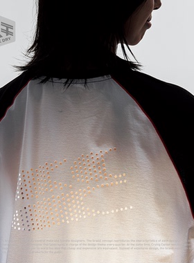 CryingCenter 镭射镂空星星logo吸湿速干运动羽毛球插肩拼色长袖