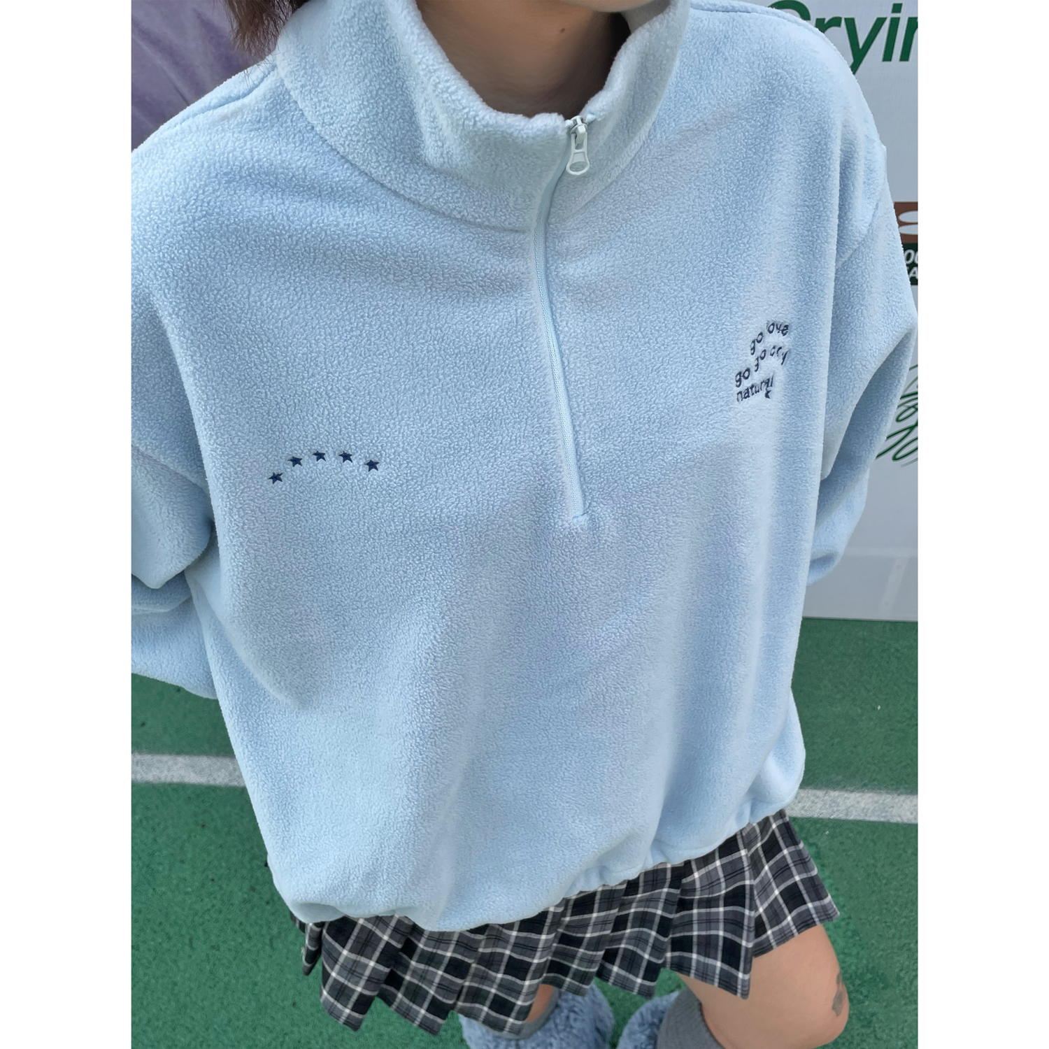 CryingCenter 彗星刺绣小标摇粒绒套头夹克 哭喊中心