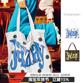 CryingCenterJazzyDay波点撞色字母托特单肩帆布包大容量哭喊中心