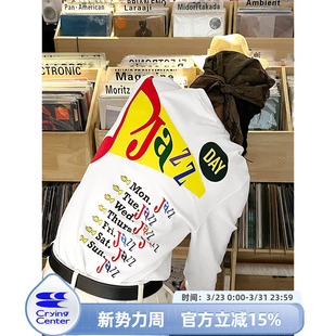 CryingCenterJazzDay每天都要jazz宽松chill空气感印花长袖