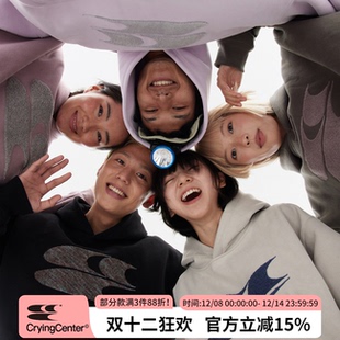CryingCenter 低饱和连帽加绒卫衣 秋冬logo刺绣经典 哭喊中心