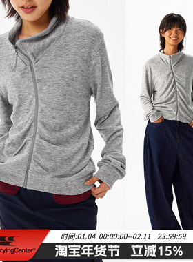 CryingCenter 斜门襟抽褶拉链开衫 哭喊中心