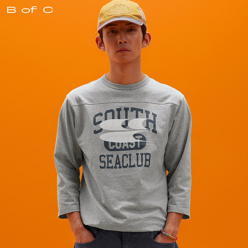 CryingCenter联名bofc 复古字母合身七分袖tee South Seaclub