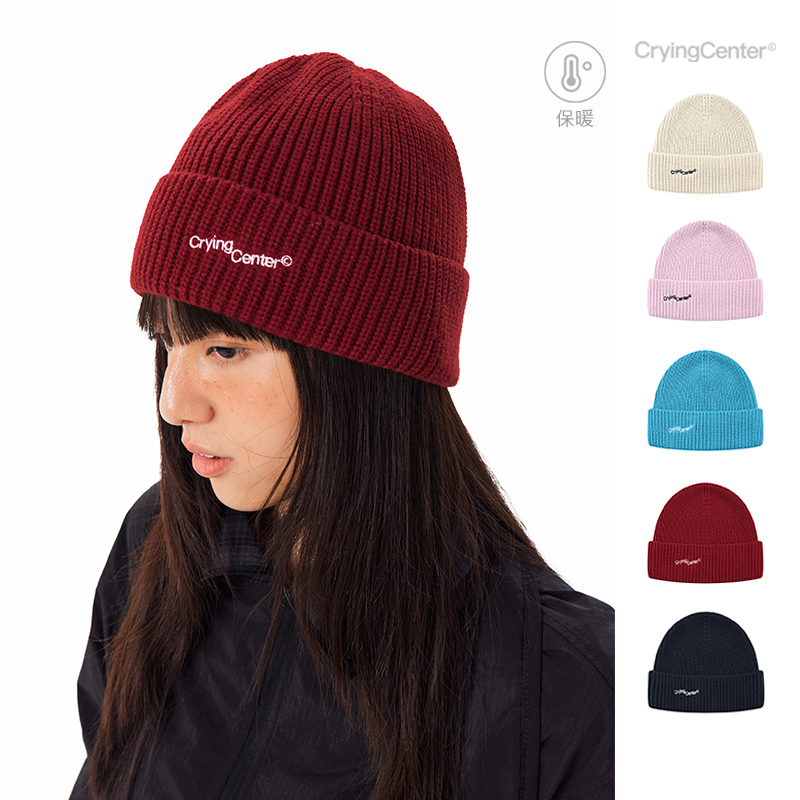 CryingCenter刺绣针织秋冬保暖毛线帽冷帽休闲日常通勤户外徒步