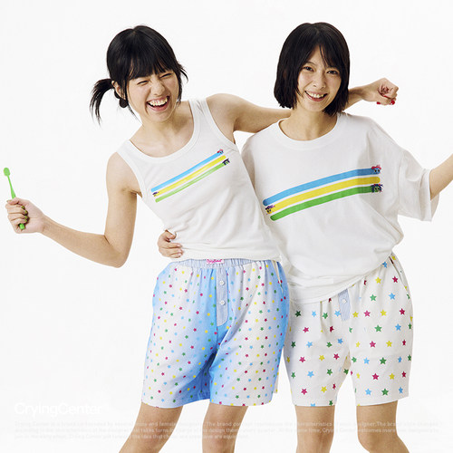 CryingCenter哭喊3C蛇年系列三小蛇姐妹彩色条纹休闲背心居家睡衣