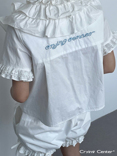 短袖青春流行木耳边花边