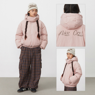 哭喊中心 cry棉服外套挡风可拆帽粉紫 CryingCenter nice