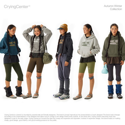 CryingCenter 加绒连帽短logo卫衣 460g  哭喊中心