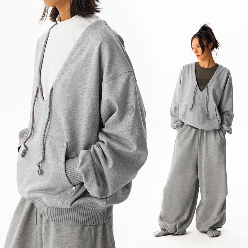 CryingCenter 深叠穿毛织拼接落肩重磅卫衣 不加绒 哭喊中心