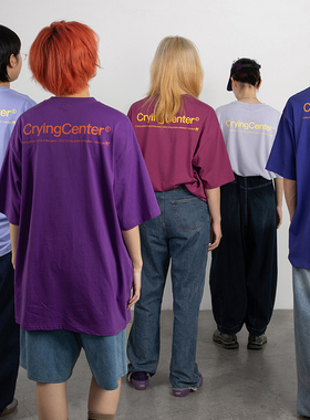 crying center 不同程度的紫TEE logo 宽松纯棉哭喊中心