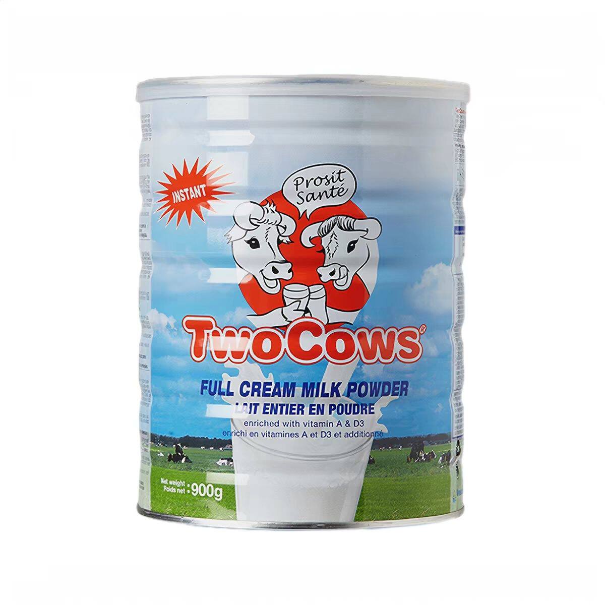 荷兰双牛TWOCOWS奶粉全脂高钙 淘高斯学生儿童成人900g 28年1月新