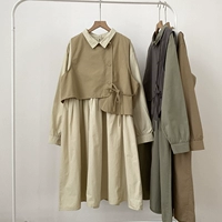 Японский жилет, платье, весенний комплект, небольшая дизайнерская длинная юбка, свободный крой, тренд сезона