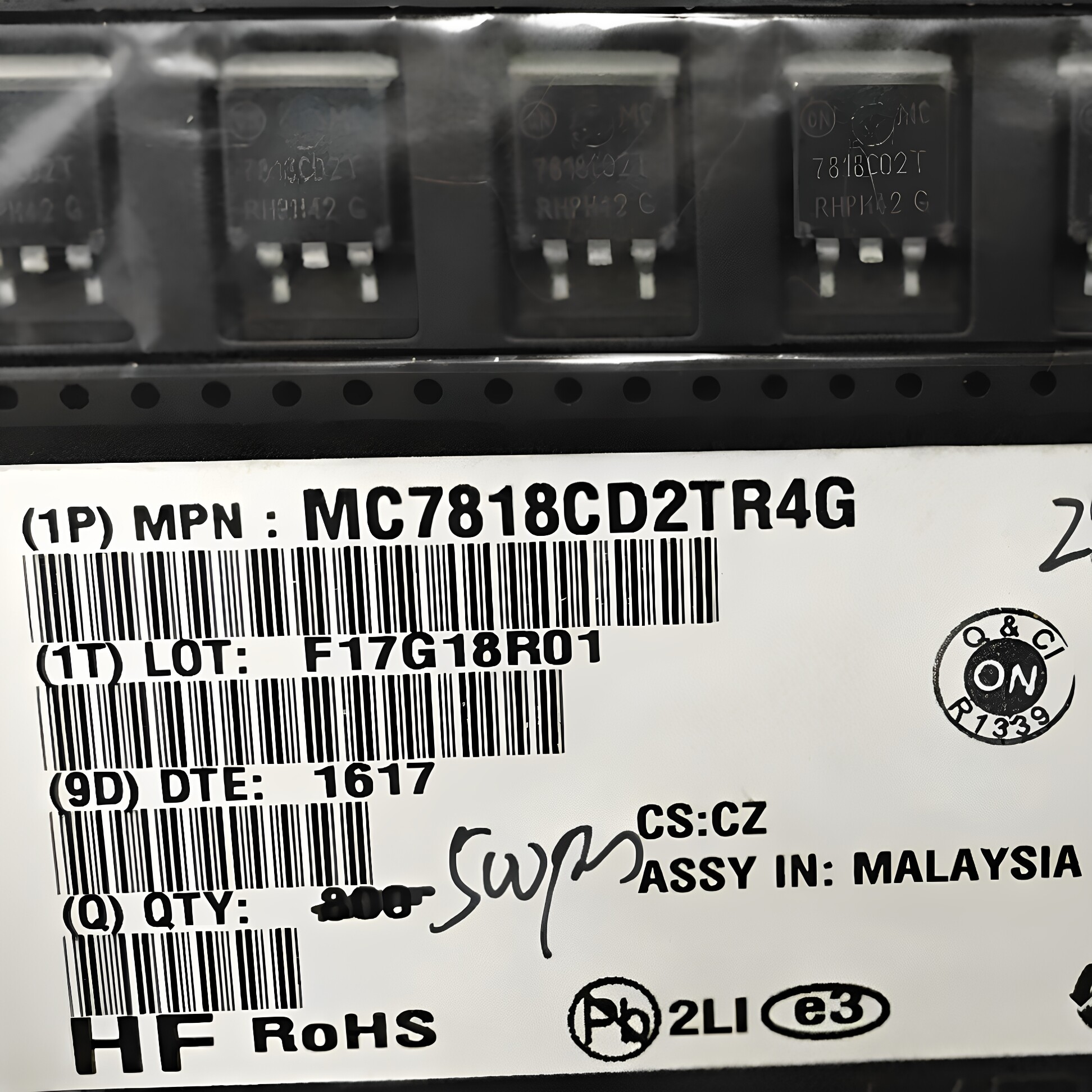 MC7818CD2TR4G ON全新原装 TO-263贴片三端芯片 7818  一盘 800只