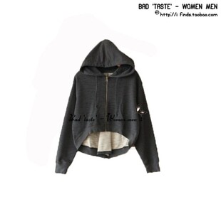 IoF'特!E*DA 别致后背拉链 前短后长 加厚 连帽 卫衣