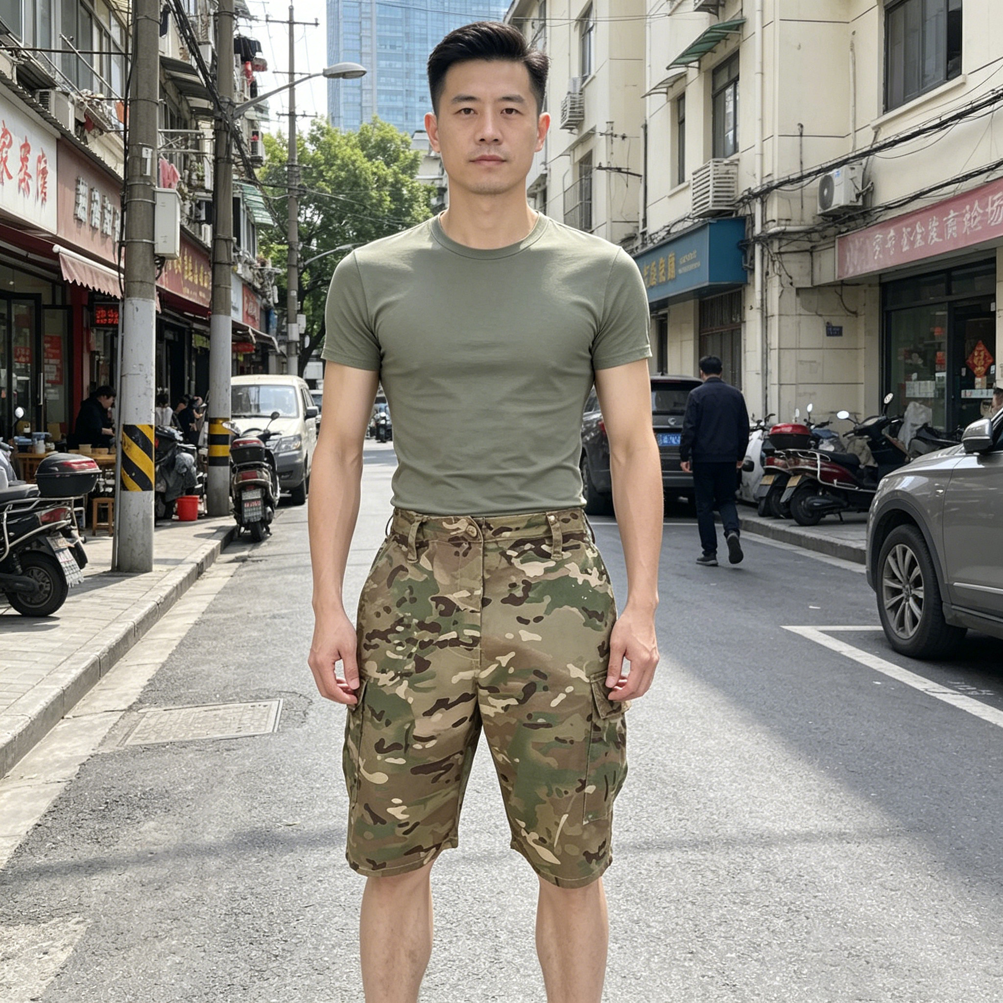 美式战术CP迷彩短裤夏季男款多兜宽松休闲工装大码五分裤大裤衩