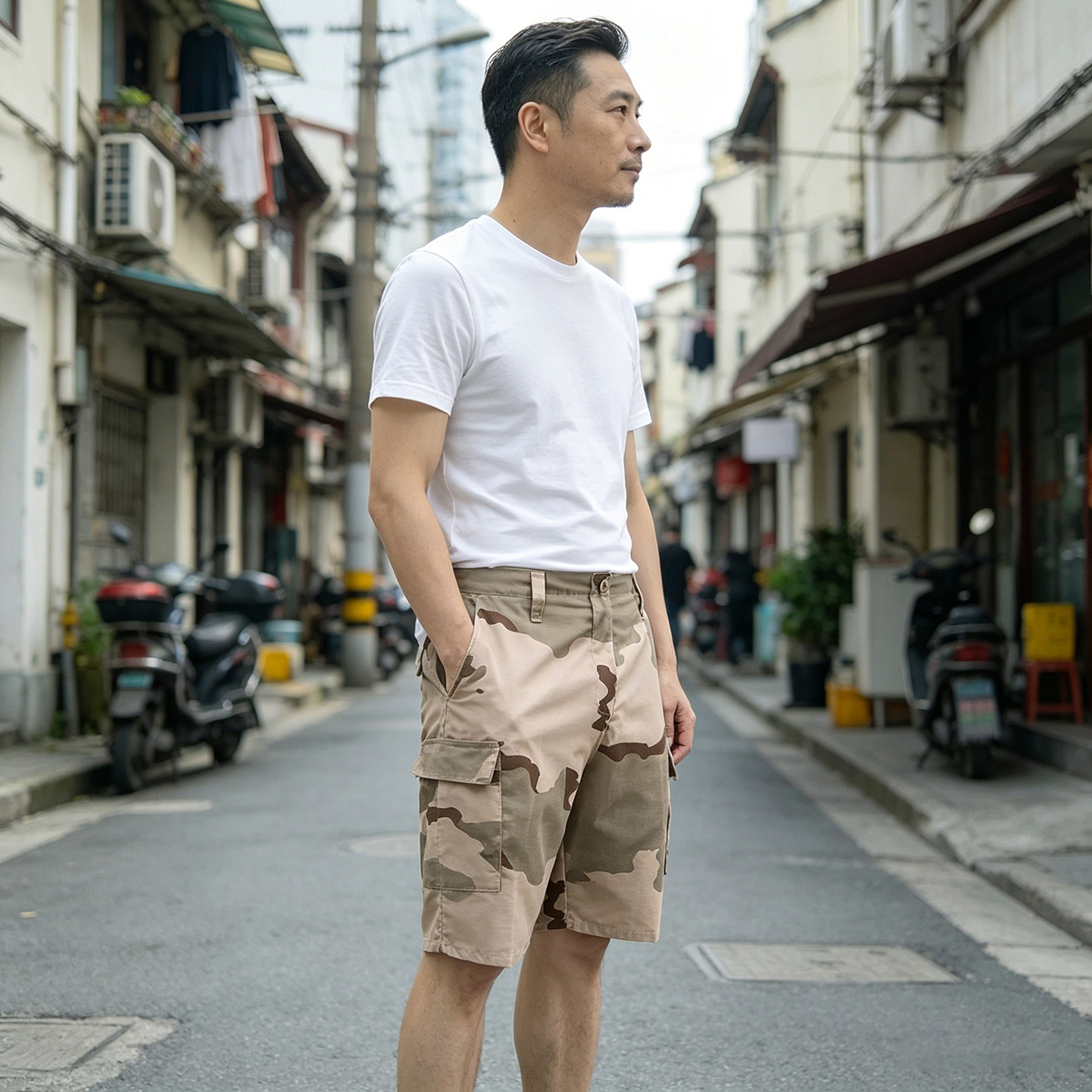 高端美式三沙迷彩短裤男款夏季多兜宽松休闲工装大码五分裤大裤衩