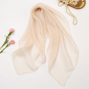 丝巾围巾 100%桑蚕丝裸色纯色真丝小方巾女士高档春秋薄款 微瑕