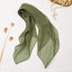 丝巾围巾 100%桑蚕丝纯色军绿真丝小方巾女士高档春秋薄款 微瑕