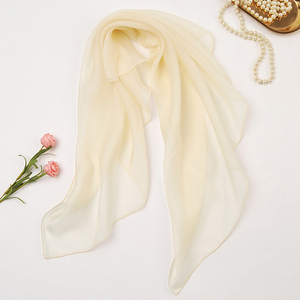 【微瑕】100%桑蚕丝米色纯色真丝小方巾女士高档春秋薄款丝巾围巾