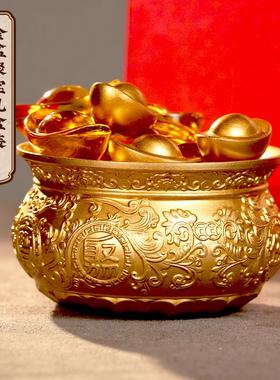 朱炳仁铜金盆聚宝套餐桌面招财高档聚宝盆客厅摆件开业乔迁礼物