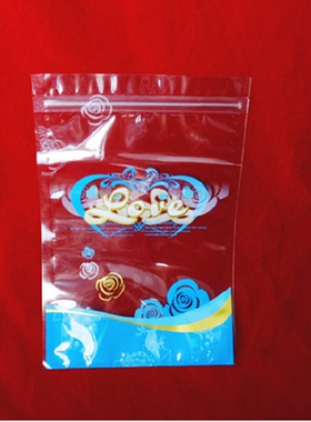 22*30cm印蓝色花透明自封袋 花茶干货休闲食品密封袋 包装袋1个价