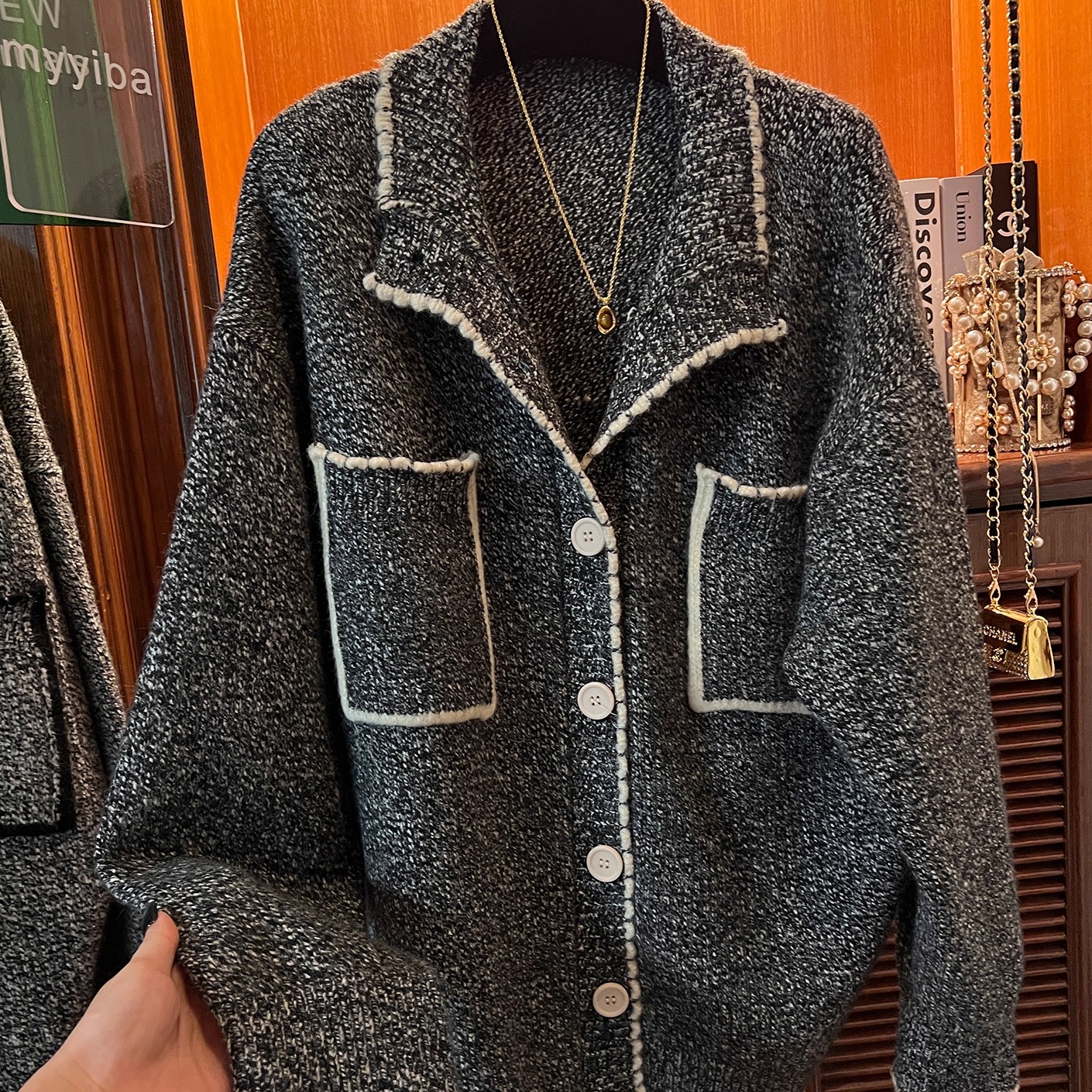 高端重磅针织毛衣外套高级感女士