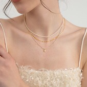 LLab 通体s925 小星星细项链撞色设计可调节小隔珠链叠戴裸链