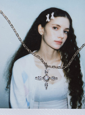 s925银复古马眼十字架项链