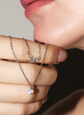 s925银精致迷你莫桑石钻锁骨链