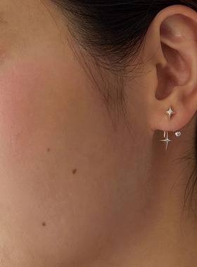 LLab 流星耳钉s925银小众设计双层星芒2ways耳环