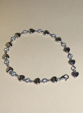 LLab 小众原创设计爱心泡泡拼接圆锆石手链s925轻奢时髦手串