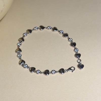 LLab 小众原创设计爱心泡泡拼接圆锆石手链s925轻奢时髦手串