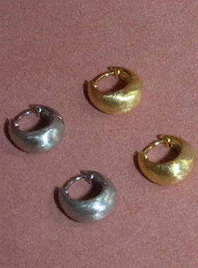 LLab 简约高级感拉丝水滴s925银素耳圈耳扣