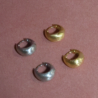 拉丝水滴s925银素耳圈耳扣