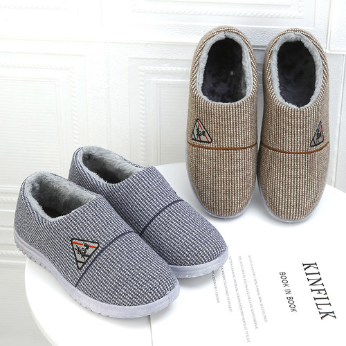 新款男士棉拖鞋加绒加厚老北京布鞋防滑保暖居家软底冬天季全包跟