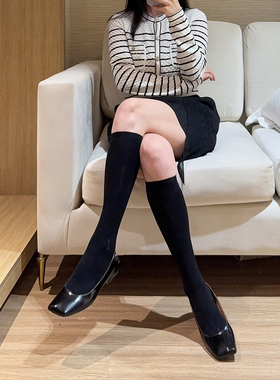 学院风基础款黑色压力小腿袜春秋JK袜子哑光显瘦半筒袜半截AZ315