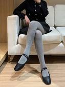 外贸31%羊毛简约平板加绒打底袜女冬保暖弹力显瘦灰色连裤 袜A123