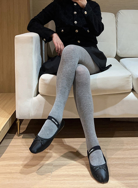 外贸31%羊毛简约平板加绒打底袜女冬保暖弹力显瘦灰色连裤袜A123