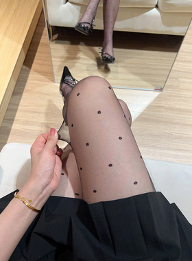 0D高透丝滑波点丝袜T裆黑丝脚尖透明性感纯欲白色连裤袜A171