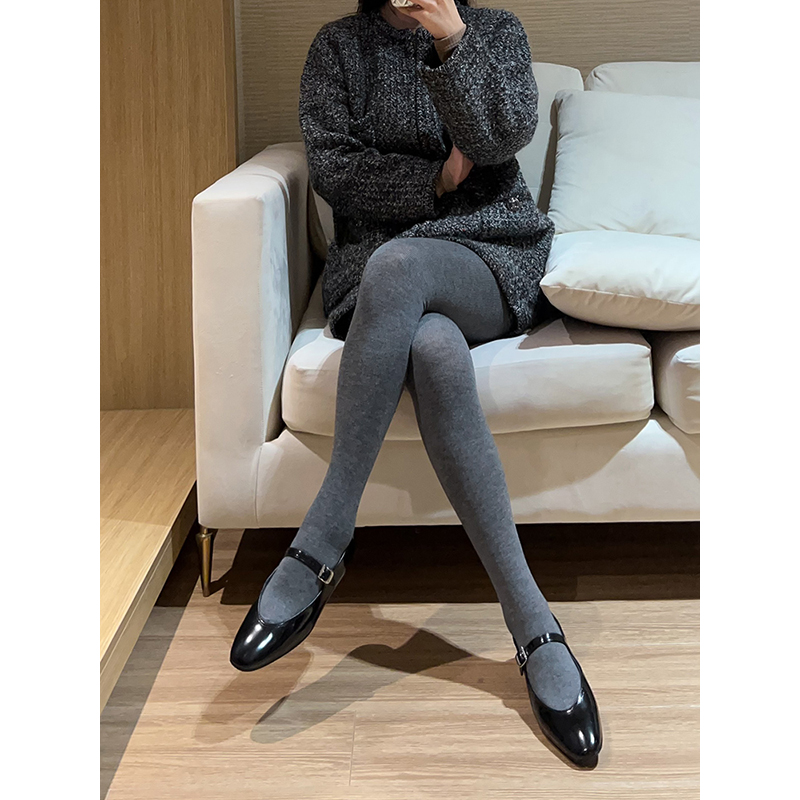 羊绒混纺平板薄绒打底袜