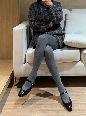 8%羊绒混纺平板薄绒打底袜秋冬保暖显瘦灰色直脚连裤袜A155